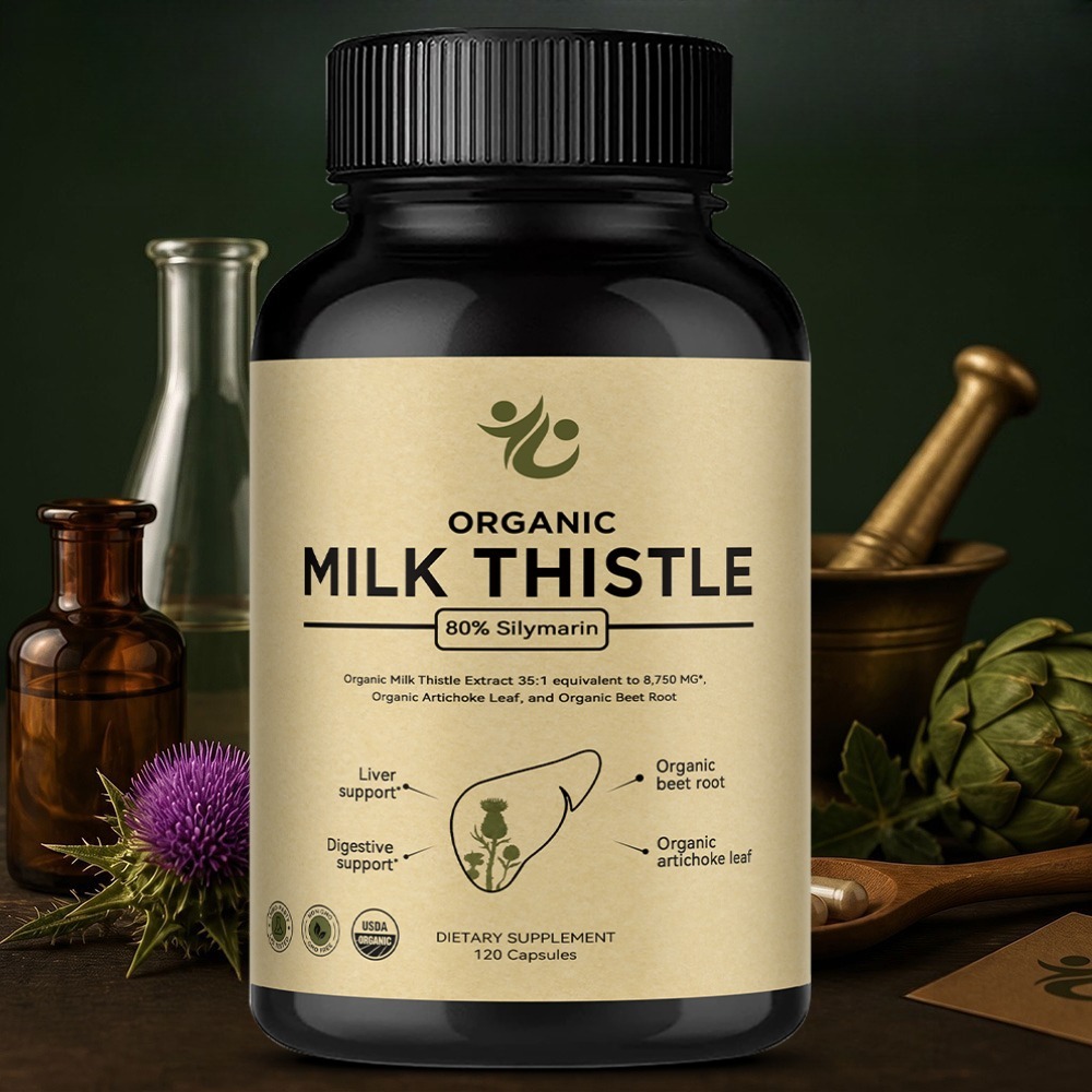 Milk Thistle Silymarin - Milk Thistle Liver Detox Capsules, 80%